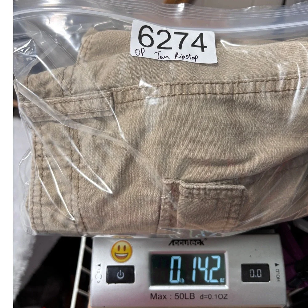 Y2K OP Cargo Shorts Mens‎ 34 Sand Khaki Ripstop Cotton Multi Pocket Street Surf